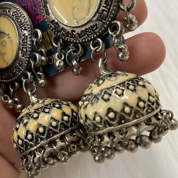 oxidised hand-painted beautiful jhumkas - Picture 10 of 12